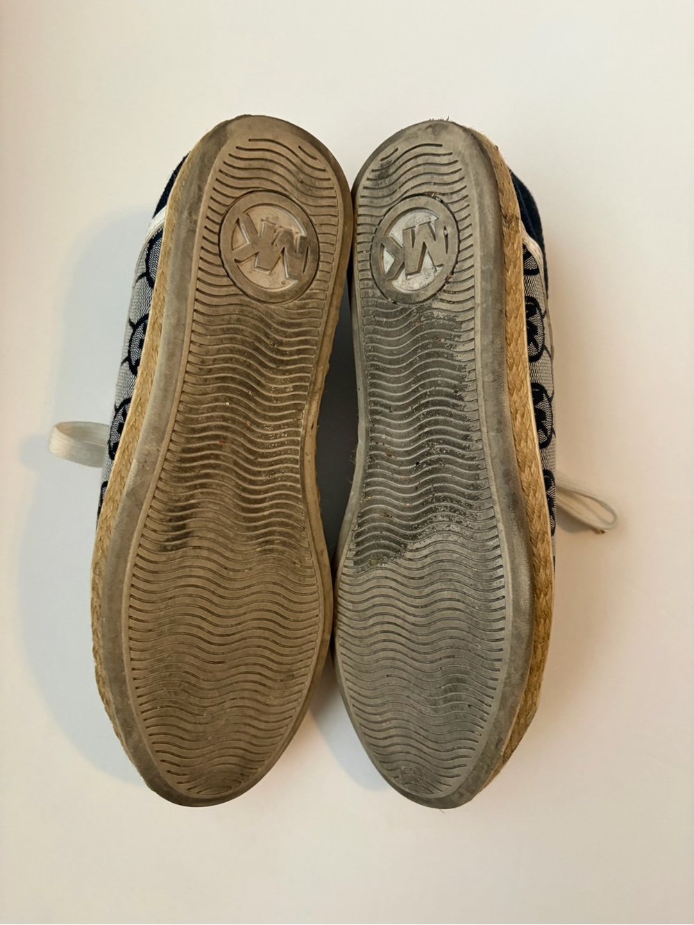 Michael Kors Kristy Slide Monogram Jacquard Ivory Denim Women’s Size 6 - Picture 9 of 11
